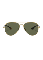 Ray-Ban Polarized Full Rim Arista Gold Medium Polarized Pilot Arista Gold Unisex Sunglasses, Green Lens, RB3675, 58/14/135