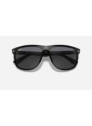 Ray-Ban Boyfriend Full-Rim Square Polished Black Sunglasses Unisex, Grey Lens, RB4147 601/87, 60/15/145