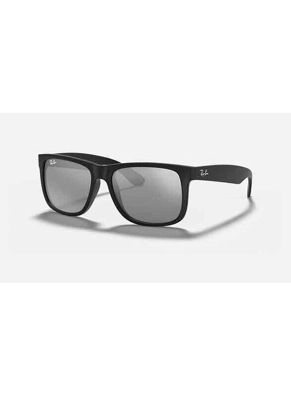 

Ray-Ban Justin Full-Rim Square Matte Black Sunglasses Unisex, Mirrored Grey Lens, RB4165 622/6G, 54/16/145