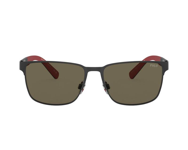 POLO Rectangle Matte Black Sunglasses-PH3143 9007/3 57