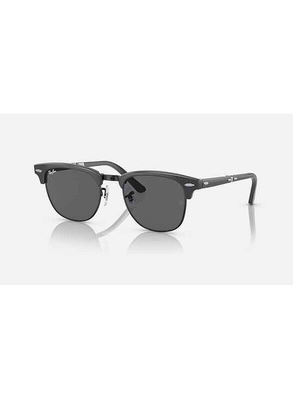 

Ray-Ban Full-Rim Clubmaster Polished Grey Folding Sunglasses Unisex, Dark Grey Lens, RB2176 1367/B1, 51/21/145