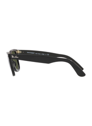 Ray-Ban Full Rim Bio-Acetate Wayfarer Square Black Unisex Sunglasses, Green Lens, RB2140, 50/22/150