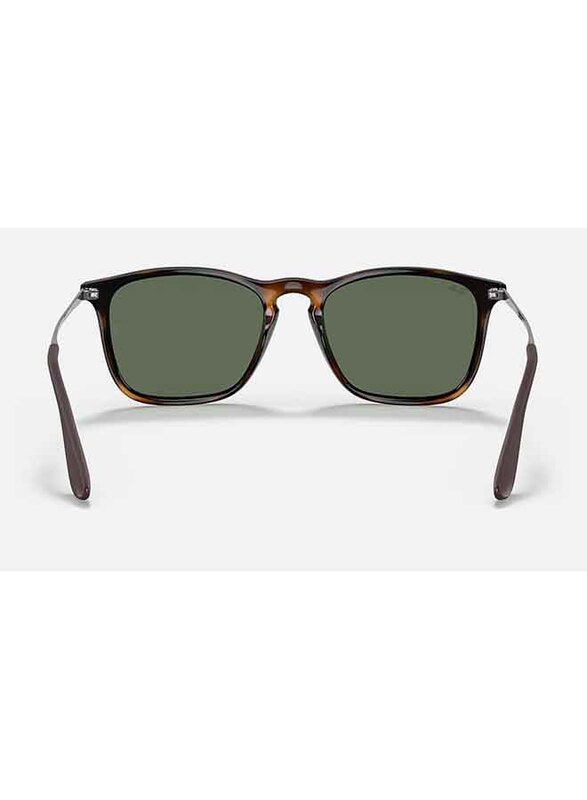 Ray-Ban Chris Full-Rim Square Polished Light Havana Sunglasses Unisex, Green Lens, RB4187 710/71, 54/18/145