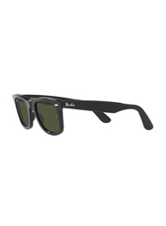Ray-Ban Full Rim Bio-Acetate Wayfarer Square Black Unisex Sunglasses, Green Lens, RB2140, 50/22/150