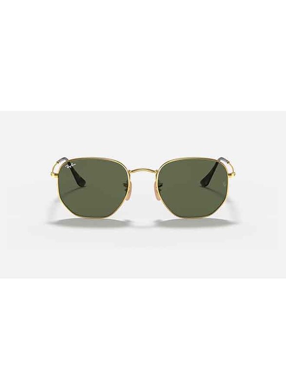 Ray-Ban Full-Rim Hexagonal Polished Gold Sunglasses Unisex, Green Lens, RB3548-N 001, 48/21/140