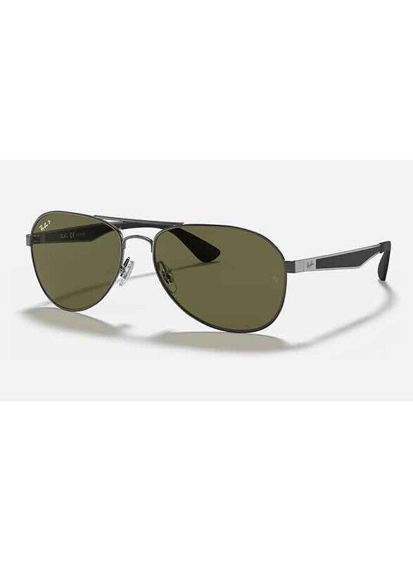 

Ray-Ban Polarized Full-Rim Pilot Polished Gunmetal Sunglasses Unisex, Green Lens, RB3549 004/9A, 61/16/145