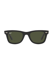 Ray-Ban Full Rim Bio-Acetate Wayfarer Square Black Unisex Sunglasses, Green Lens, RB2140, 50/22/150