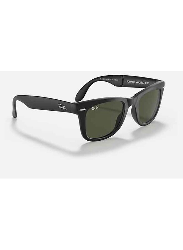 Ray-Ban Full-Rim Wayfarer Matte Black Folding Sunglasses Unisex, Green Lens, RB4105 601-S, 54/20/140