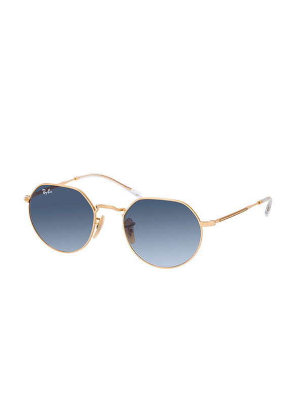 

Ray-Ban Full Rim Jack Round Arista Gold Unisex Sunglasses, Blue Lens, RB3565, 51/20/145