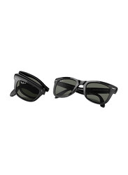 Ray-Ban Polarized Full Rim Classic Wayfarer Folding Polarised Square Polished Black Unisex Sunglasses, Green Lens, RB4105, 50/20/140