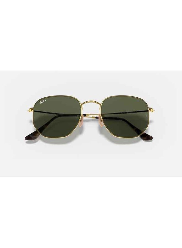 Ray-Ban Full-Rim Hexagonal Polished Gold Sunglasses Unisex, Green Lens, RB3548-N 001, 48/21/140