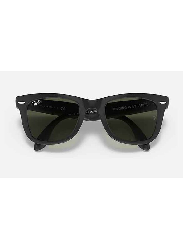 Ray-Ban Full-Rim Wayfarer Matte Black Folding Sunglasses Unisex, Green Lens, RB4105 601-S, 54/20/140