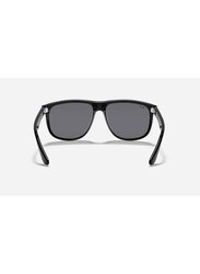 Ray-Ban Boyfriend Full-Rim Square Polished Black Sunglasses Unisex, Grey Lens, RB4147 601/87, 60/15/145