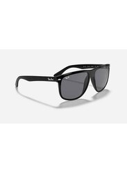 Ray-Ban Boyfriend Full-Rim Square Polished Black Sunglasses Unisex, Grey Lens, RB4147 601/87, 60/15/145