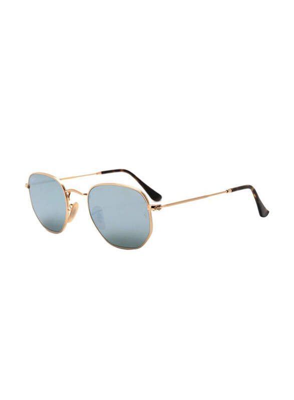 

Ray-Ban Full Rim Hexagonal Flat Hexagonal Gold Unisex Sunglasses, Mirrored Grey Lens, RB3548-N, 51/21/145