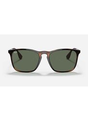 Ray-Ban Chris Full-Rim Square Polished Light Havana Sunglasses Unisex, Green Lens, RB4187 710/71, 54/18/145