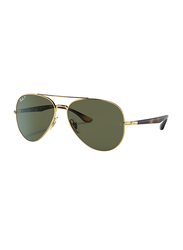 Ray-Ban Polarized Full Rim Arista Gold Medium Polarized Pilot Arista Gold Unisex Sunglasses, Green Lens, RB3675, 58/14/135