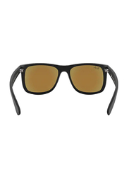 Ray-Ban Full Rim Justin Square Matte Black Unisex Sunglasses, Mirrored Blue Lens, RB4165, 54/16/145