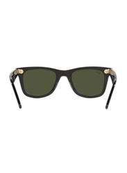 Ray-Ban Full Rim Bio-Acetate Wayfarer Square Black Unisex Sunglasses, Green Lens, RB2140, 50/22/150