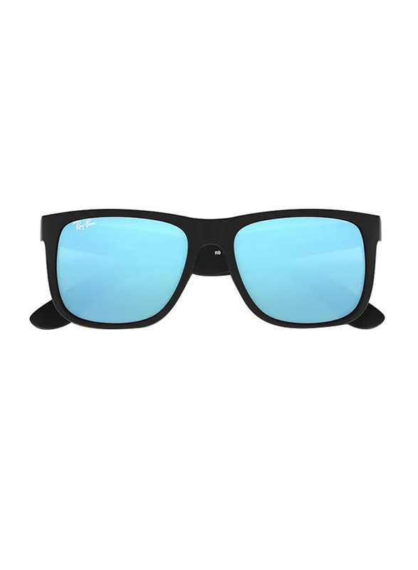 Ray-Ban Full Rim Justin Square Matte Black Unisex Sunglasses, Mirrored Blue Lens, RB4165, 54/16/145