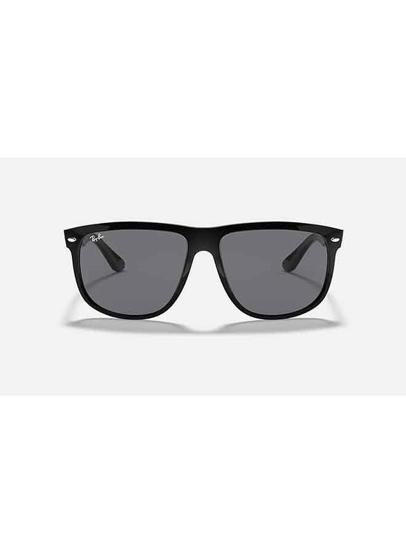 Ray-Ban Boyfriend Full-Rim Square Polished Black Sunglasses Unisex, Grey Lens, RB4147 601/87, 60/15/145