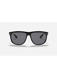 Ray-Ban Boyfriend Full-Rim Square Polished Black Sunglasses Unisex, Grey Lens, RB4147 601/87, 60/15/145