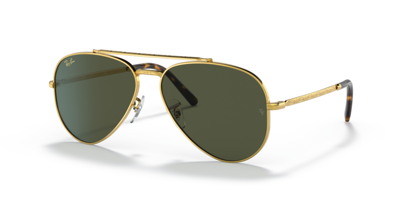 

Ray-Ban New Aviator Sunglasses In Gold and Green-RB3625 NEW AVIATOR 919631 58-14 135 3N