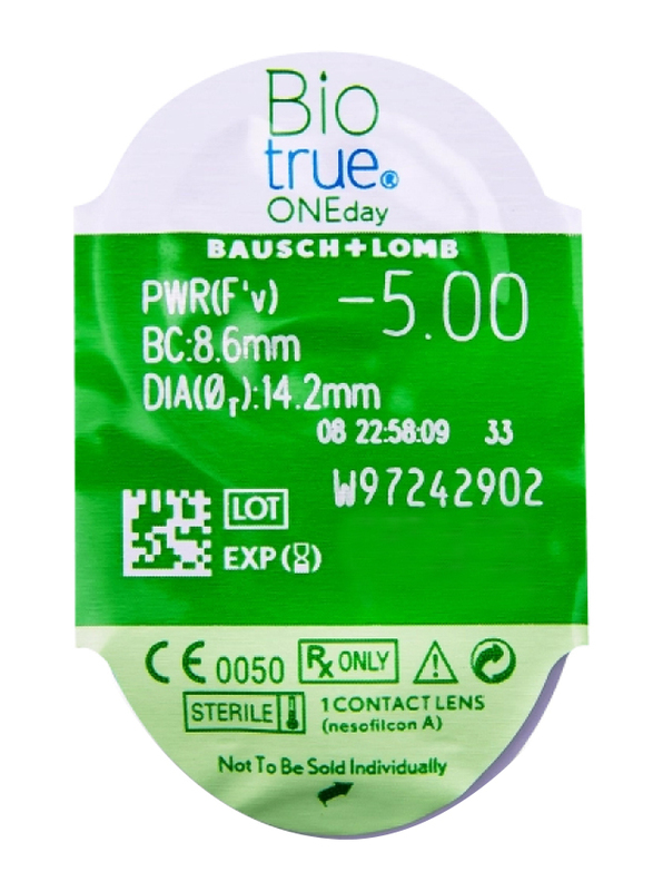 Bausch & Lomb Biotrue One Day Pack of 90 Disposable Contact Lenses, Clear, -8.00