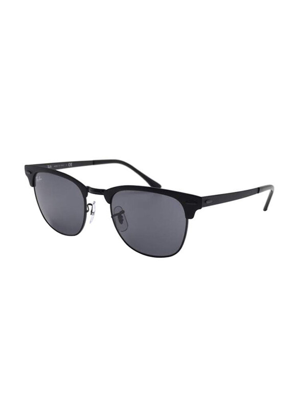 

Ray-Ban Full Rim Clubmaster Brow Line Matte Black Unisex Sunglasses, Dark Blue Lens, RB3716, 51/21/145