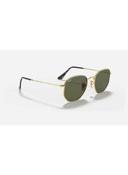 Ray-Ban Full-Rim Hexagonal Polished Gold Sunglasses Unisex, Green Lens, RB3548-N 001, 51/21/145