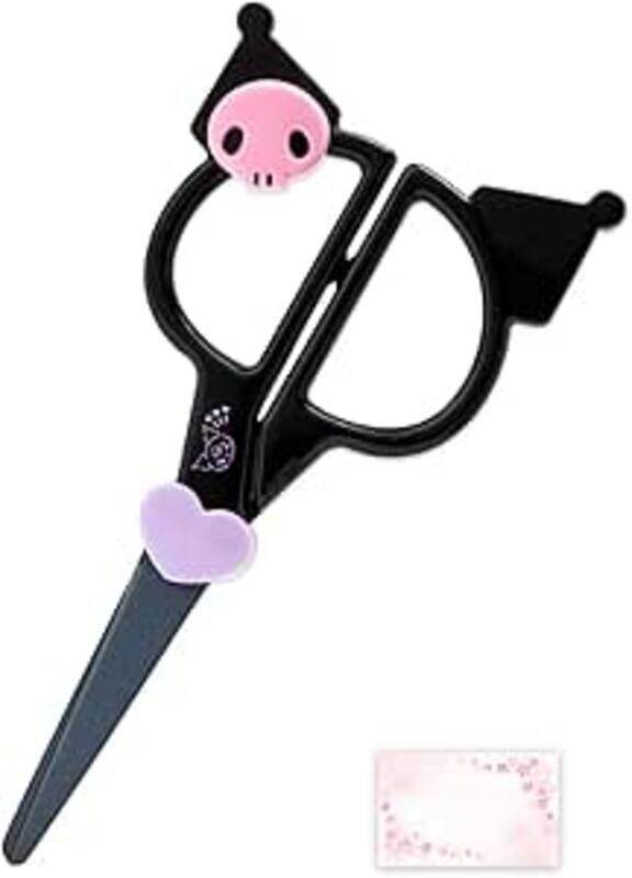 

Sanrio Face Shaped Scissors (Japan Import) - Includes Cherry Blossom Message Card (Kuromi)