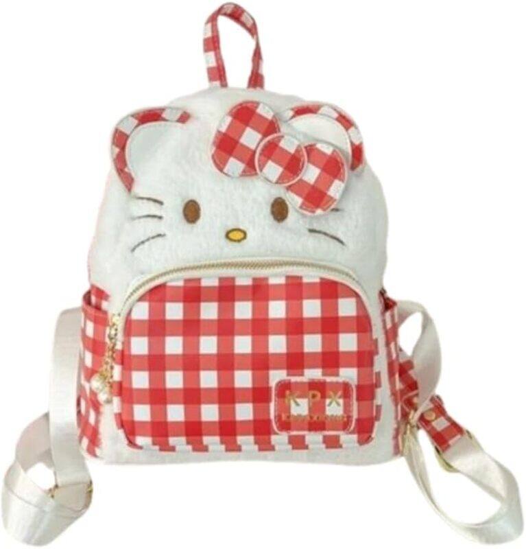 

Hello Kitty Plush Mini Backpack, Red and White Gingham Check Pattern