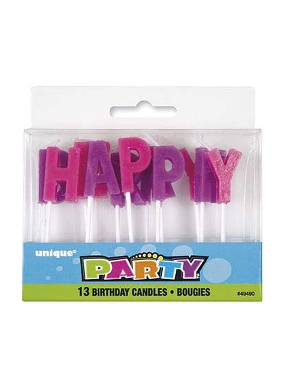 

Unique Party Letter Happy Birthday Candles, 13-Pieces, Multicolour