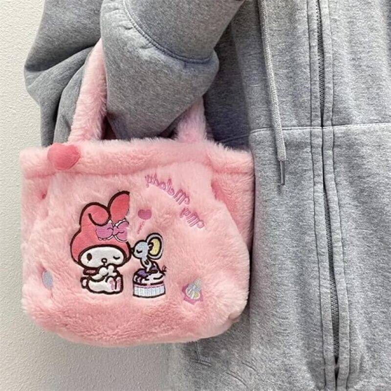 Hello Kitty Kawaii Cartoon Plush Bag - Blue Dog Kuromi Design - Cute Kids Handbag - Travel Bag for Little Girls - Shoulder Bag for Girls - Ideal Gift for Kids' Birthdays (Melody)