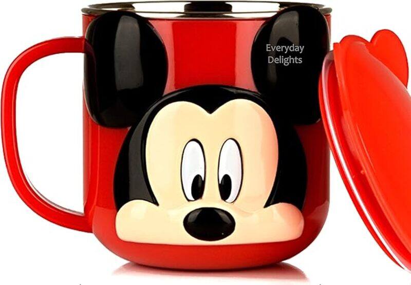 

Disney Mickey Red Durable Stainless Steel Insulated Cup with Lid, 250ml