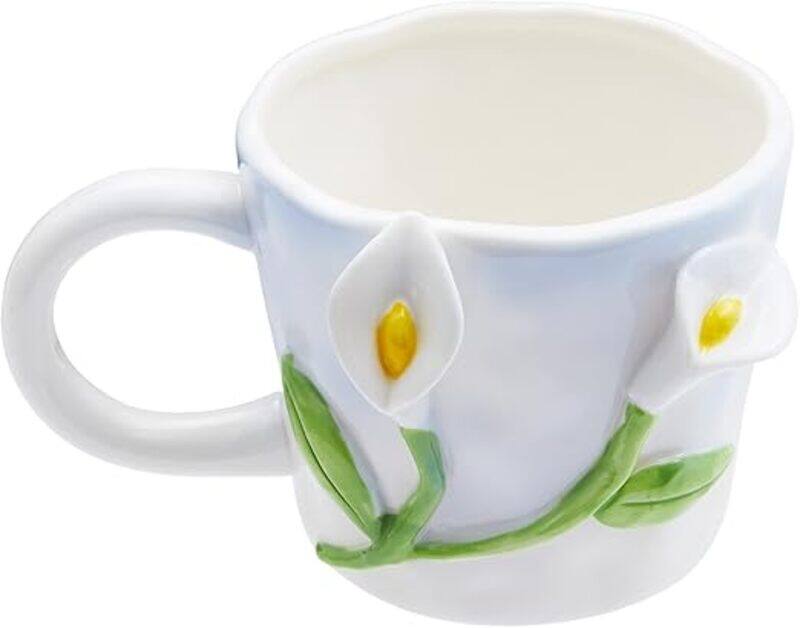 

Szoyeay 3D Flower Coffee Mug Calla Lily Ceramic Cup,12 oz Cute Handmade Mugs,Christmas Birthday Surprise for Friends Family or Flower Lovers (White Calla Lily