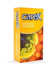 Carex Assorted Flavours Condoms, Yellow, 3 x 12 Condoms