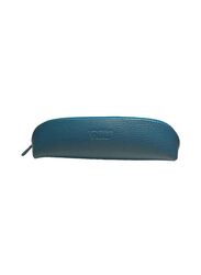 Laurige Leather Pencil Case With Zipper, Turquoise
