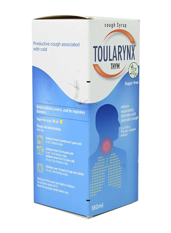 TOULARYNX THYM SUGAR FREE COUGH SYRUP 180ML