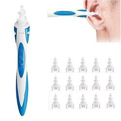 Smart Swab Plastic Ear Cleaner Earwax Removal Tool with 15 Replacement Parts, Blue/White