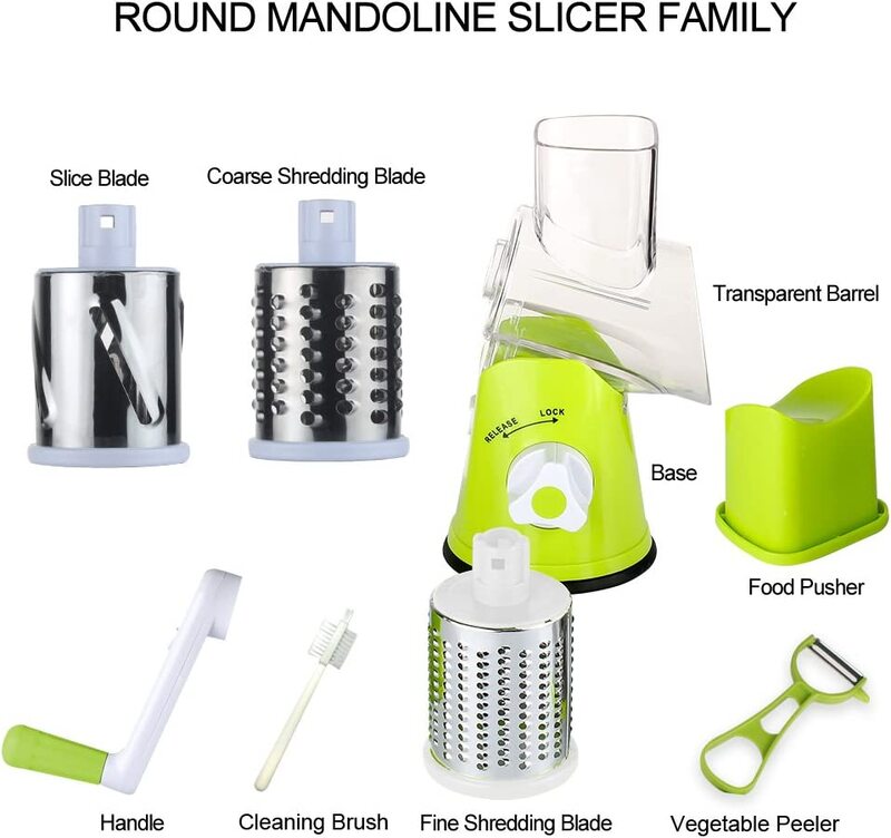 Ourokhome Manual Round Mandoline Cheese Rotary Slicer, Green