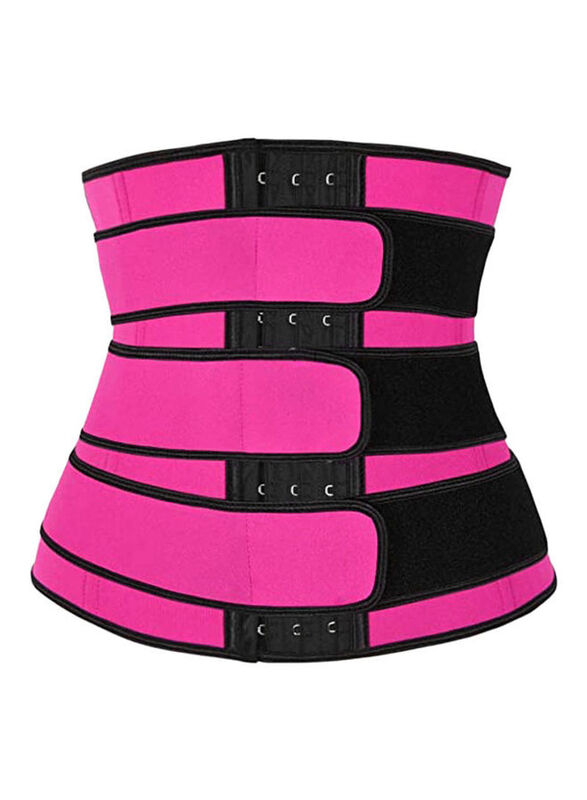 Zipper Closure Waist Trainer, XXL, Pink/Black