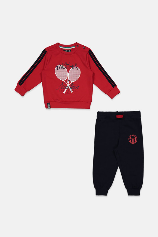 Sergio Tacchini Toddlers Boys 2,Pcs Long Sleeve T-shirt and Drawstring Jogger Pants Set, Red and Navy