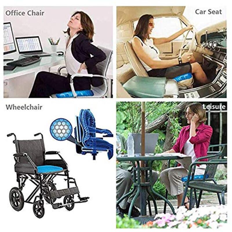 Premium All Gel Orthopaedic Seat Cushion Pad for Car, Office Chair, Wheelchair, or Home Pressure, Blue