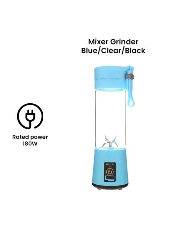 Sharpdo Portable Mixer Grinder, 180W, T-Bottle-1021, Blue/Clear/Black