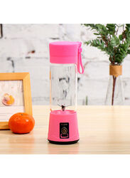 Portable USB Juicer Cup, 380ml, Pink/Clear