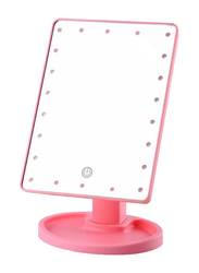 22 LED Square Multi-Function Makeup Mirror, Pink