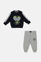 Sergio Tacchini Toddlers Boy 2 Pcs Graphic Top And Jogger Pants Set, Navy and Grey