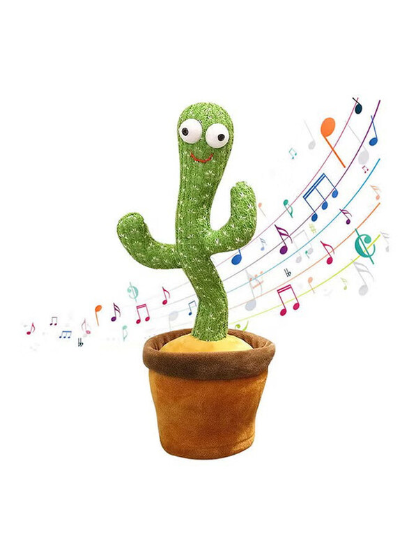 

Generic Dancing Toy Batteries Required Premium Quality Singing Talking Cactus Plush Toy, Ages 2+, Multicolour