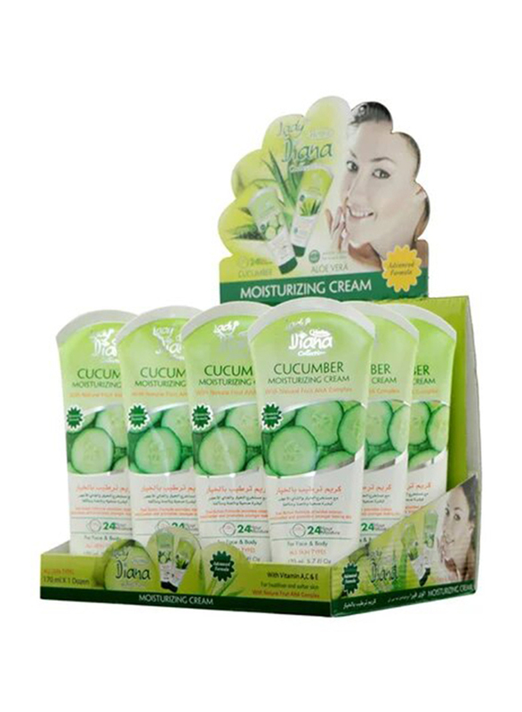 Lady Diana 12-Piece Cucumber Moisturizing Face & Body Cream, 170ml